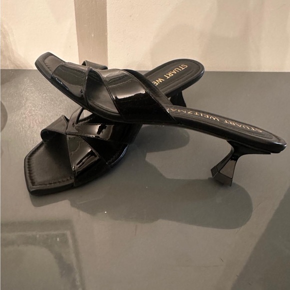 Black Stuart Weitzman Kitten Mules - Picture 3 of 4